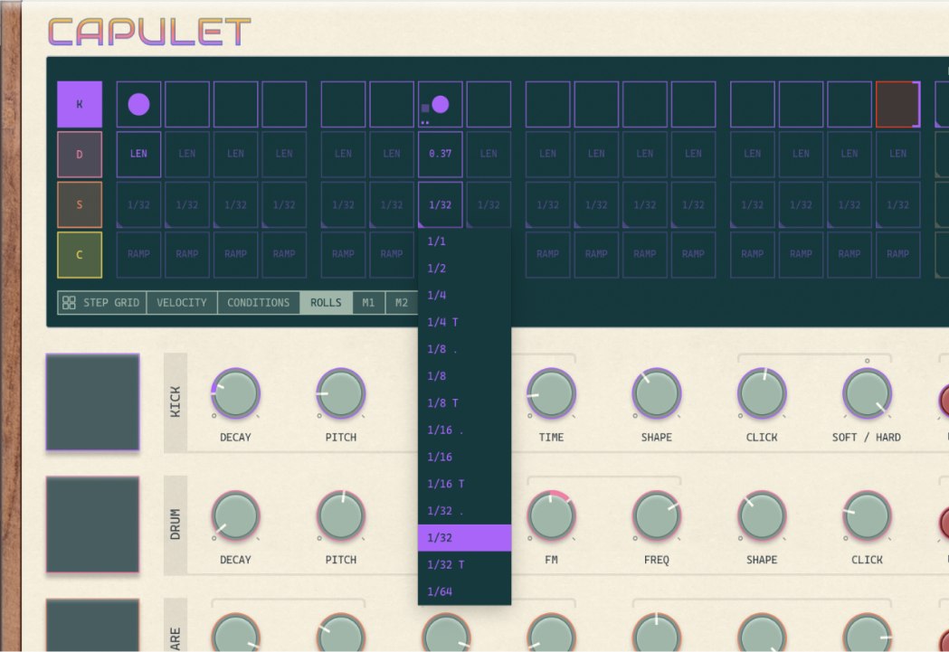 Screenshot of Capulet plugin rolls lane