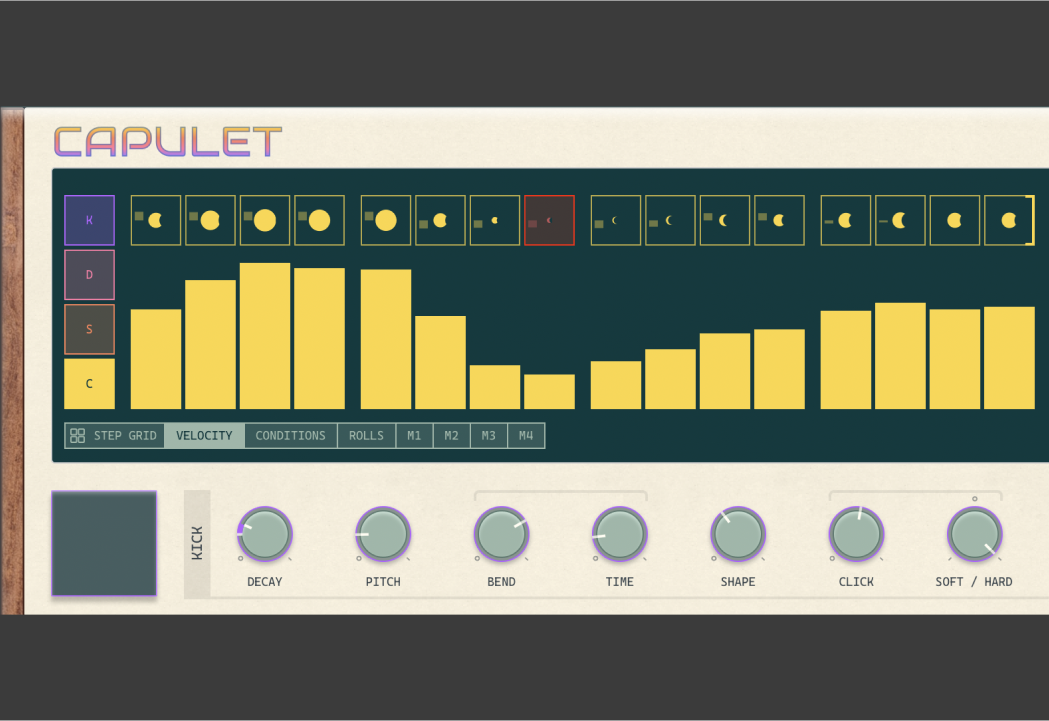 Screenshot of Capulet plugin velocity lane